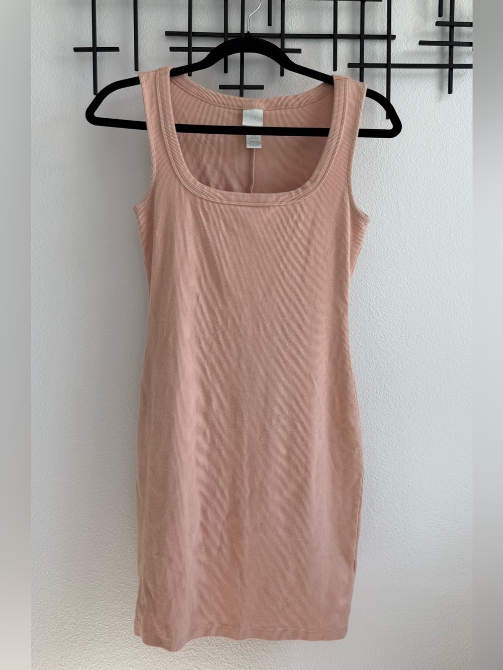 H&M Dusty Pink Ribbed Bodycon Tank Dress Size Small